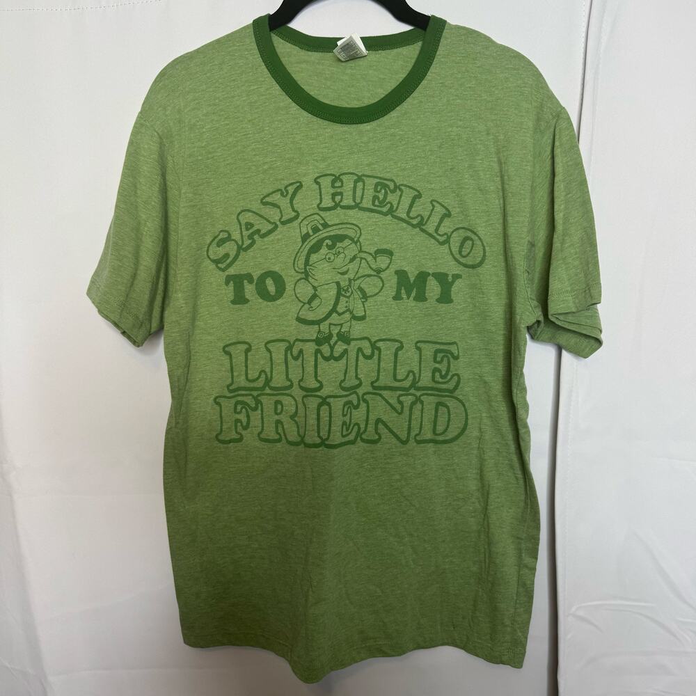 St. Paddy's Irish Green Say Hello to My Little Friend Leprechaun Tee Gaziani M